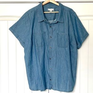 CJ Banks Chambray Short Sleeve Top 3x